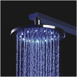 8 inch Solid Brass Round Color Changing LED Rain Shower Head